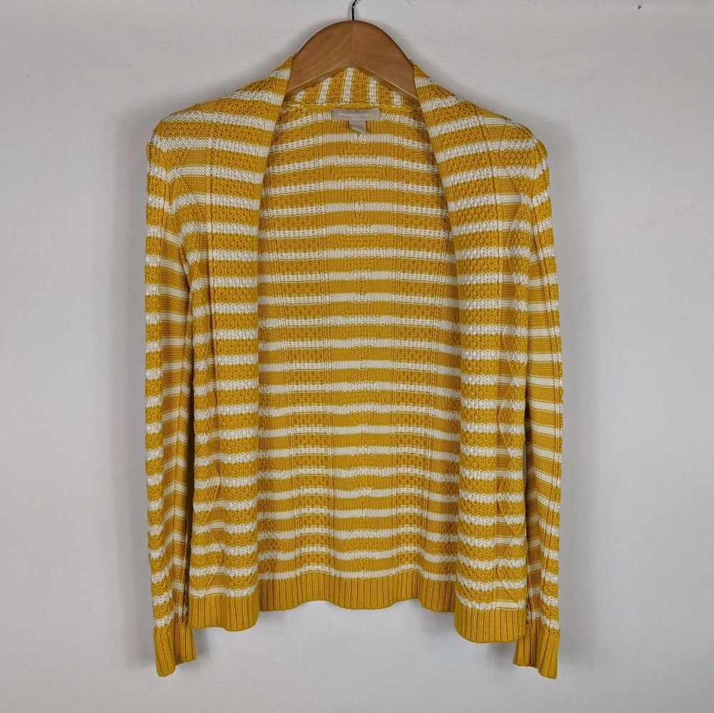 Banana Republic | Yellow striped cable cardigan XS